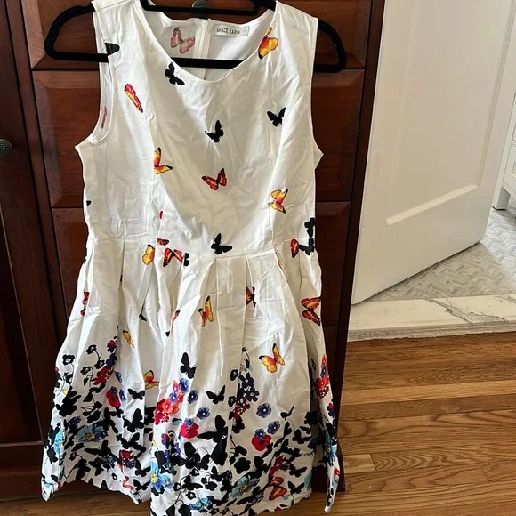 Grace Karin | Dresses | Grace Karin Womens Butterfly Print Fit Flare Dress  Size L | Poshmark